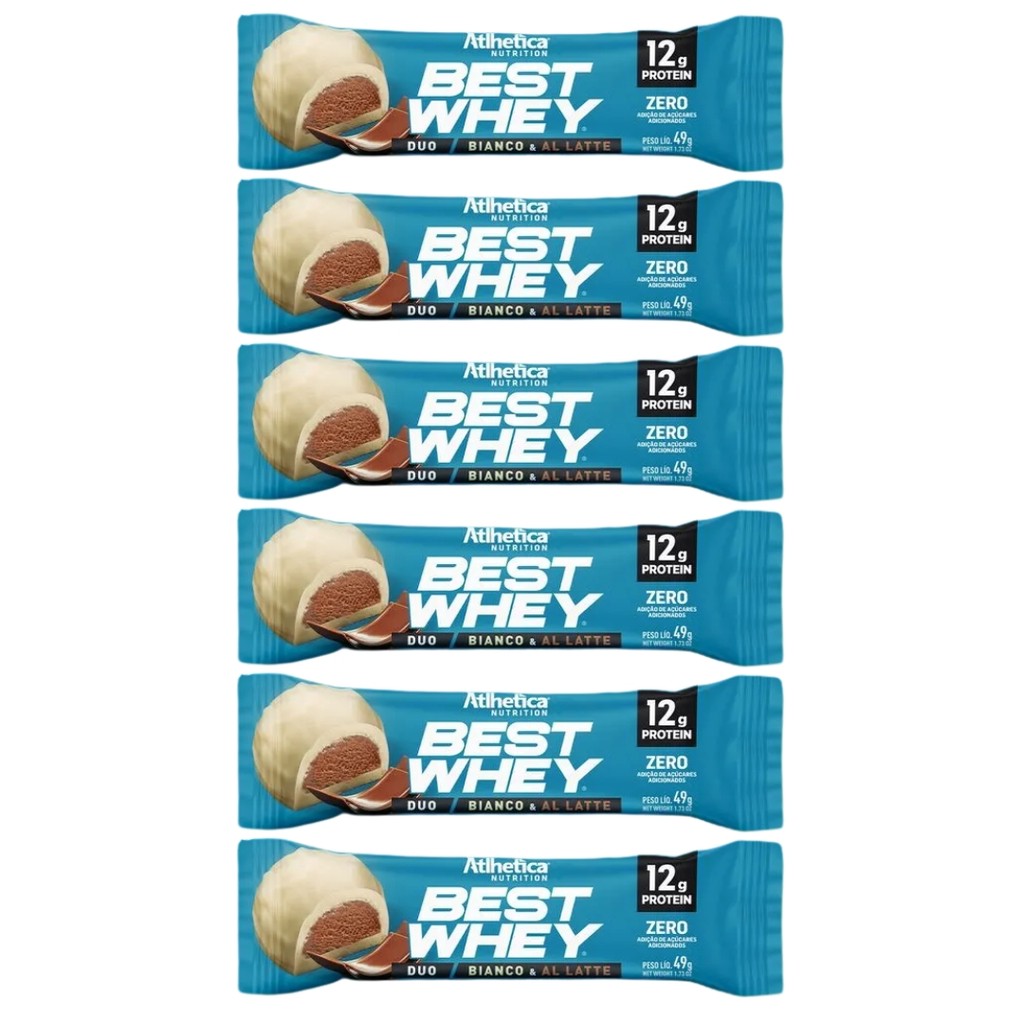 Kit 6 Best Whey Bar 12g Protein 49 g Duo - Bianco & Al Latte