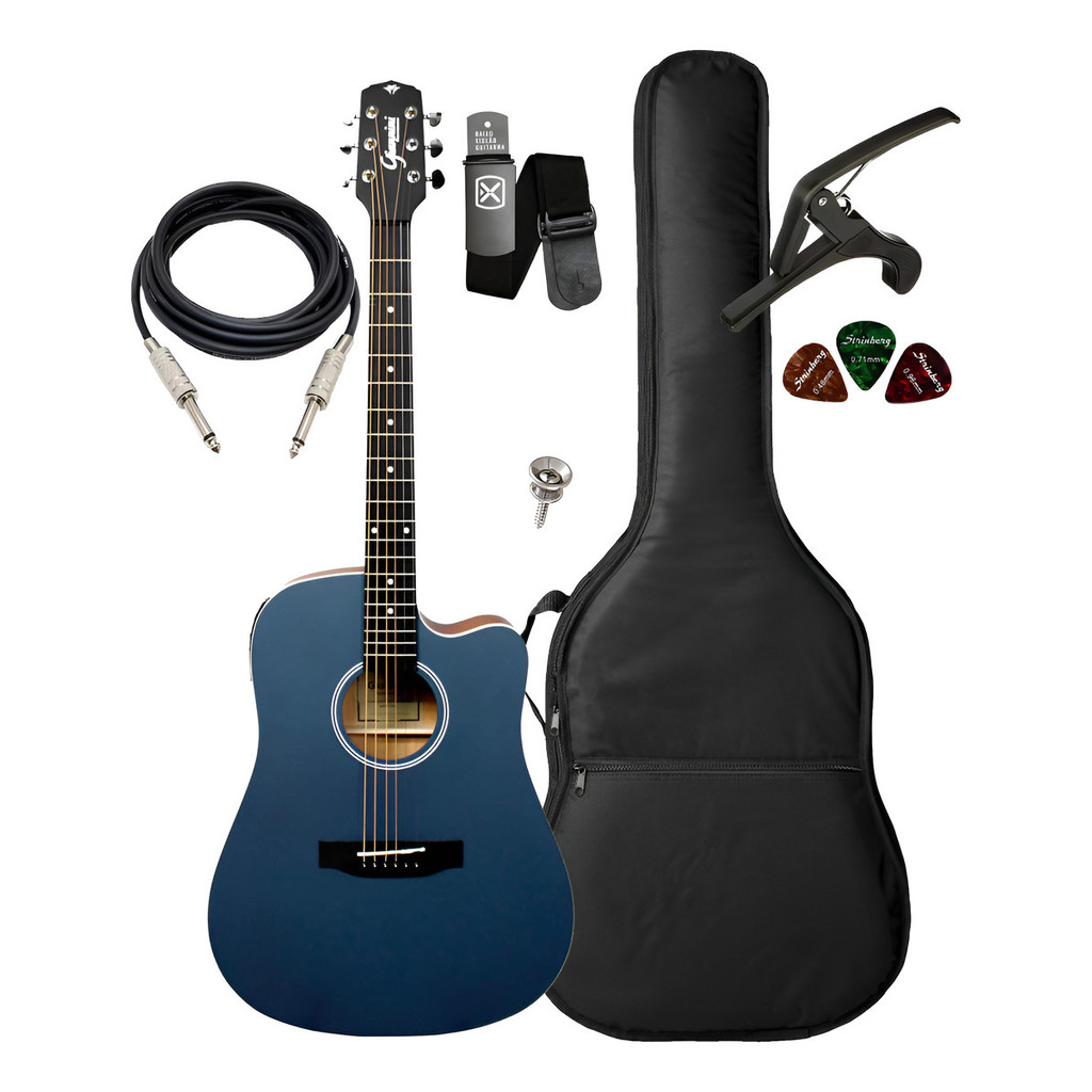 Violão Giannini Perf Gdc1 Ceq Ctb Folk + Acessórios Color To