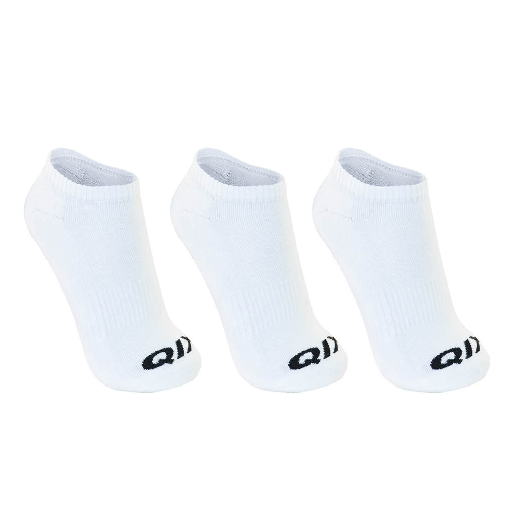 Kit com 3 Meias Cano Invisível QIX Internacional Original 100% Algodão Curta Branca Preta Cinza