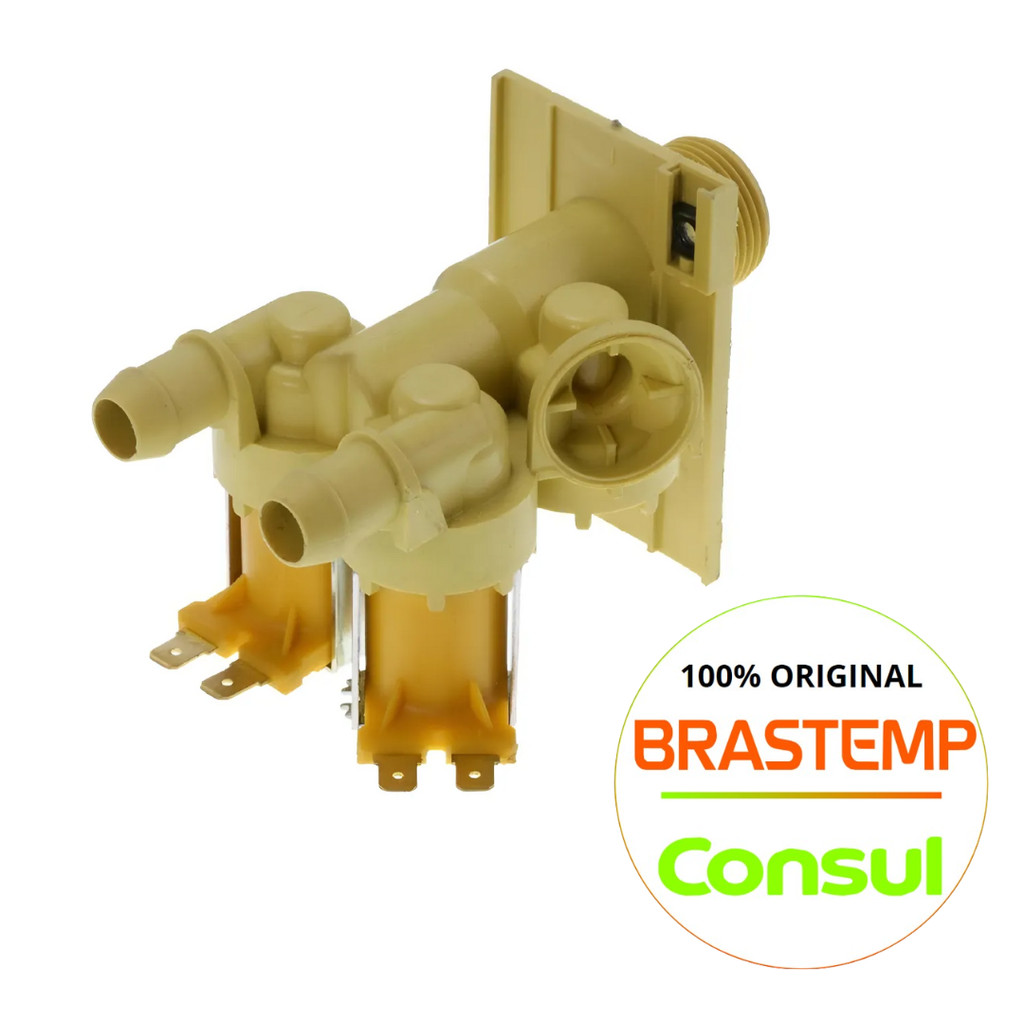 VÁLVULA ENTRADA ÁGUA BRASTEMP 15KG BWK15 BWS15 BWH15 127V ORIGINAL