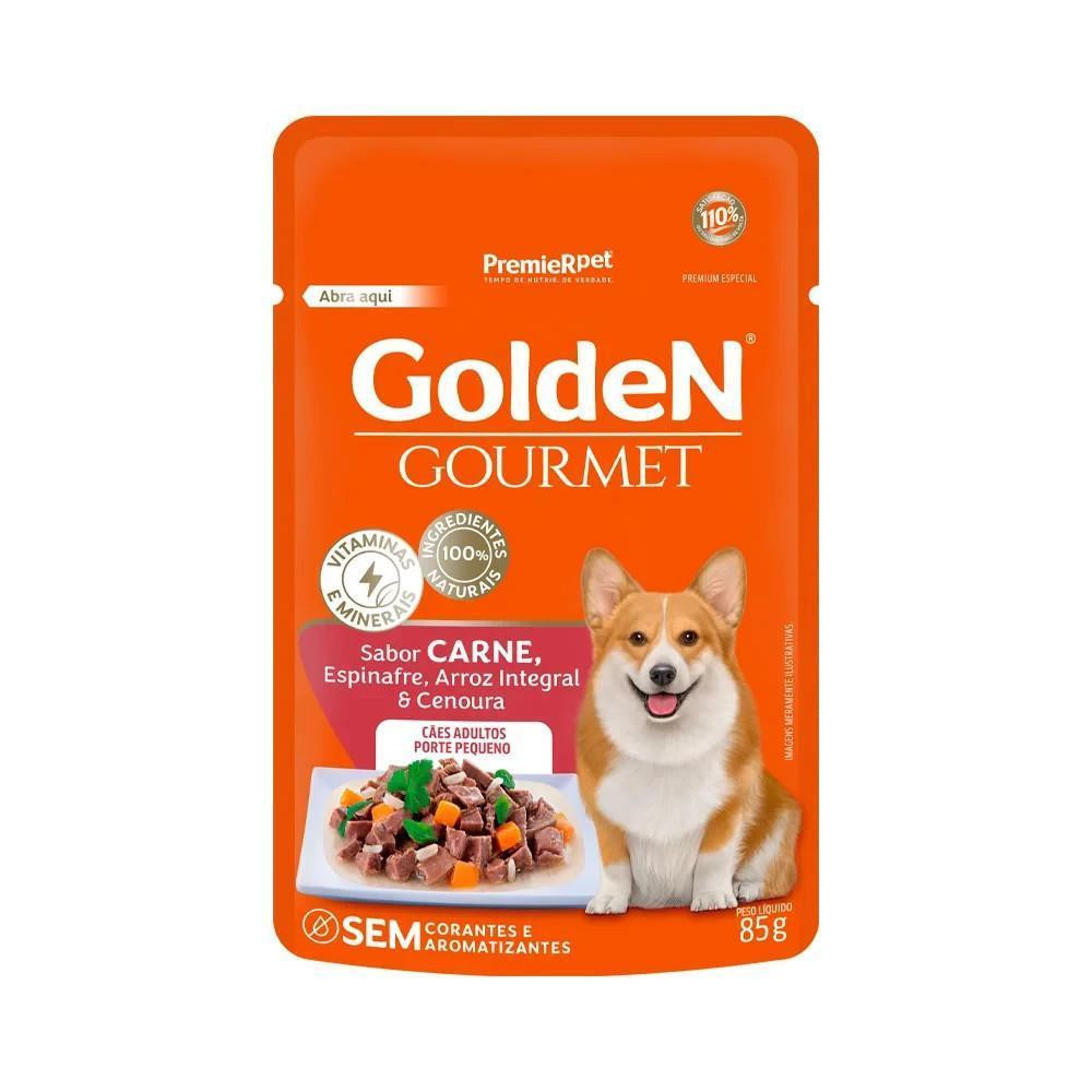 Ração Úmida Golden Gourmet para Cães Adultos Pequeno Porte Sabor Carne Premier Pet 85g em Oferta na Shopee