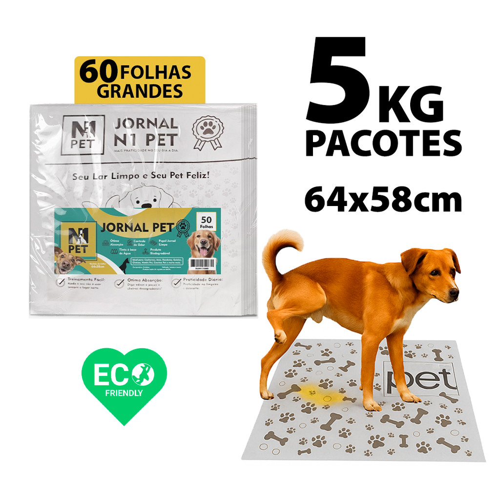 Jornal Higiênico P/ Pets E Gatos Biodegradável Pacote (5kg) em Oferta na Shopee