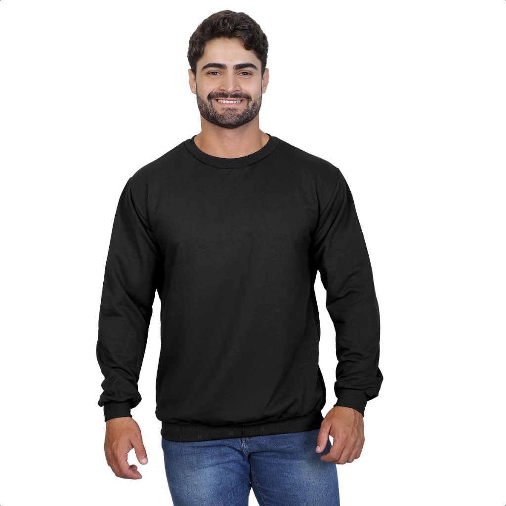 Moletom Careca Liso gola redonda sem Capuz Unissex com Ribana Flanelado ou Promoção Estoque em Oferta na Shopee