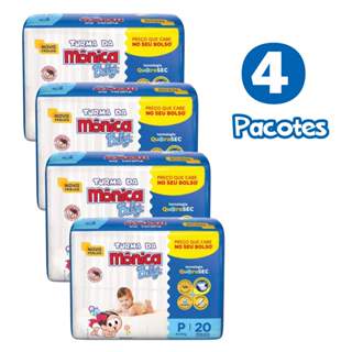 Kit C/4 Pacotes de Fralda Turma Da Monica  Jumbinho RN,P,M,G em Oferta na Shopee