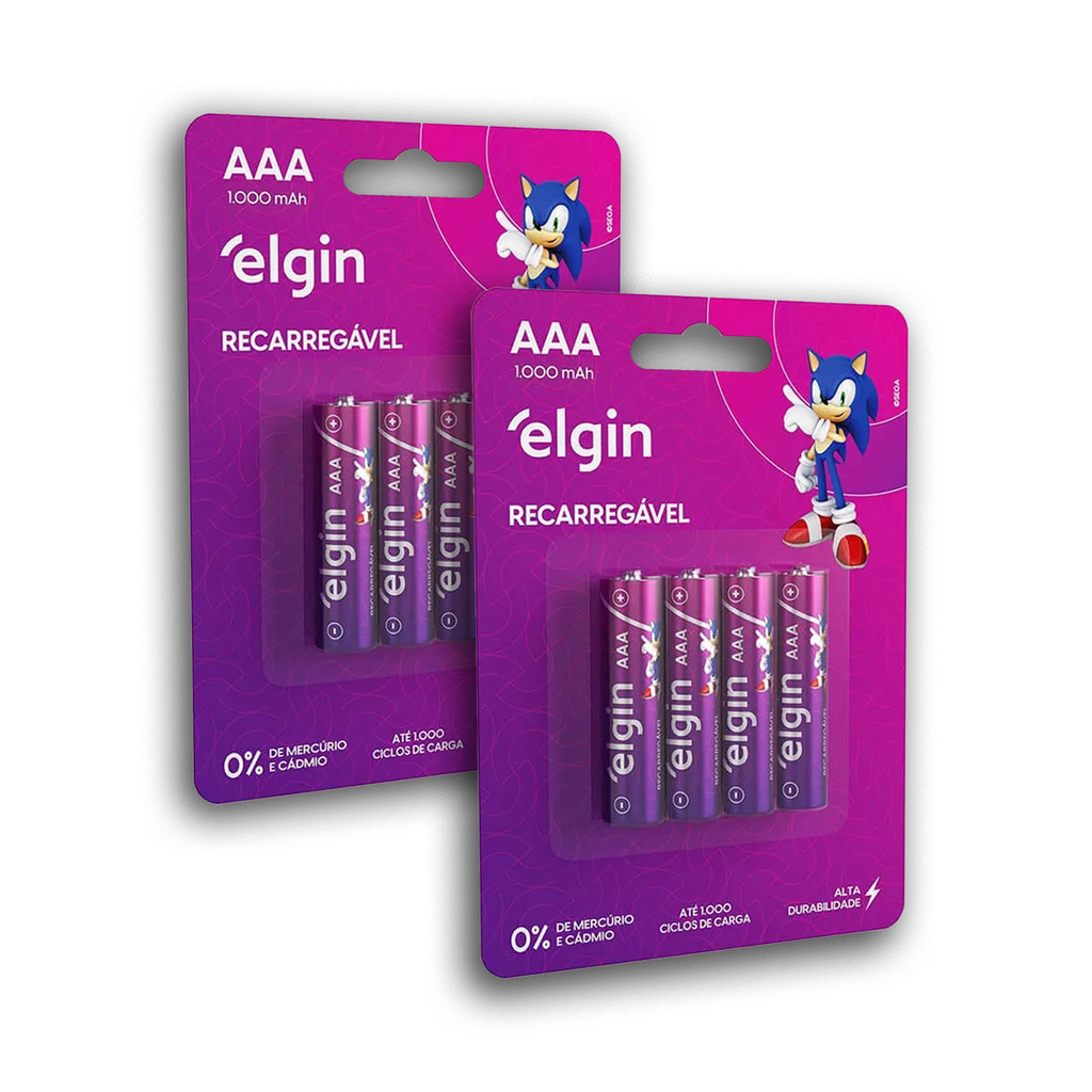 Kit 8 Pilha Recarregável Aaa Elgin 1000Mah 2 Cartela 4 Unidades em Oferta na Shopee