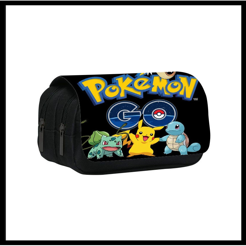 Pokémon Pikachu anime Estudantes estojo para infantil meninos meninas poliéster camada dupla zíper Papelaria