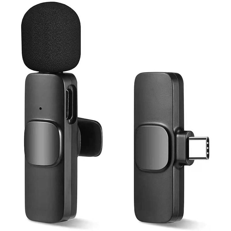 Microfone de Lapela Sem Fio Vlog Live Entrevista Portatil Compatível Tipo C e iPhone - Touro Shop