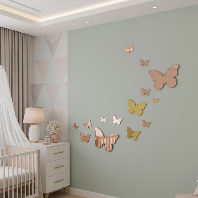 Kit 10 Borboletas Em Acrílico Espelhado Decoração Fita Dupla Face Grande e Pequena 4cm a 10cm em Oferta na Shopee