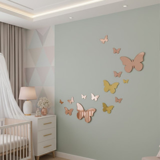 Kit 10 Borboletas Em Acrílico Espelhado Decoração Fita Dupla Face Grande e Pequena 4cm a 10cm em Oferta na Shopee