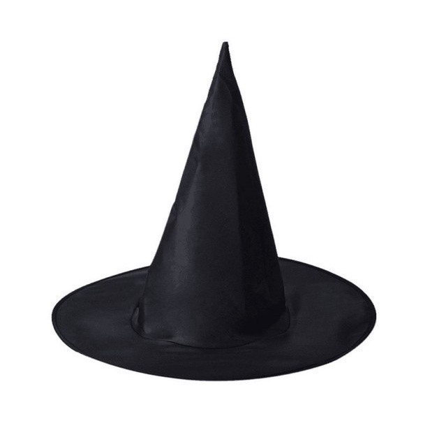 Chapéu De Bruxo Preto Liso Poliéster Fantasia Halloween