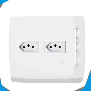 Placa 4x4 com 2 tomadas simples 10 Amperes conjunto tomada dupla 10A placa 4x4 linha Home Blux em Oferta na Shopee