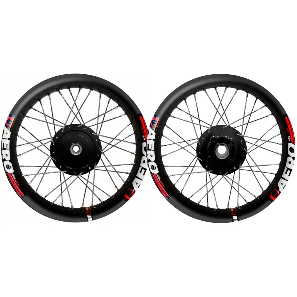 Roda Par Fan 125 2009 À 2018 Alumínio Preto Fosco Viper Aero Tambor Cubo Preto