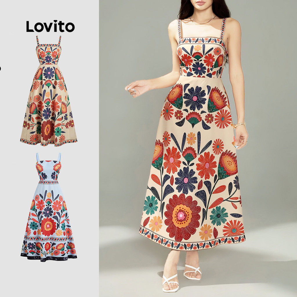 Lovito Férias Vestido Vestido Resort Com Zíper Para Primavera/verão Feminino LBL29256