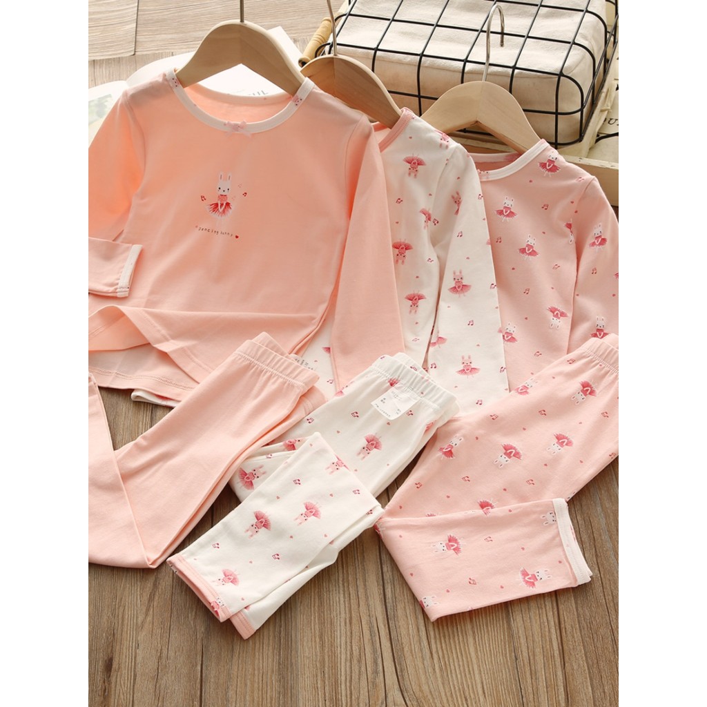 Crianças conjunto de roupa interior algodão puro meninas primavera outono médio pequeno crianças algodão outono roupas c