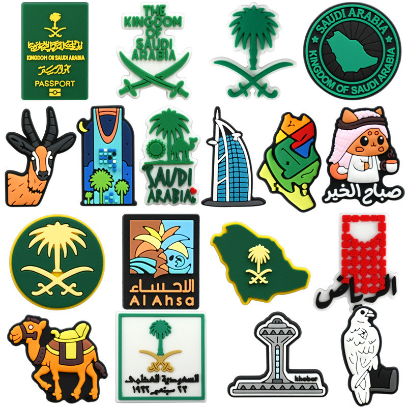 DIDOU Julho Novos Encantos De Sapato Acessórios Sandálias Da Arábia Saudita Pingente Botão Pinos Série Nacional Presente