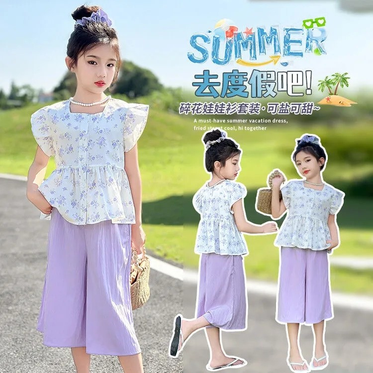Meninas camisa do bebê terno roupas de verão doce novo estilo bebê menina versão coreana moda estilo fino crianças verão