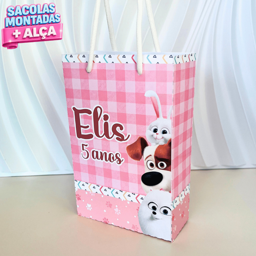 Sacolinha P Personalizada Pets Menina | Sacolinha Surpresa | Lembrancinha Festa Infantil | Aniversário