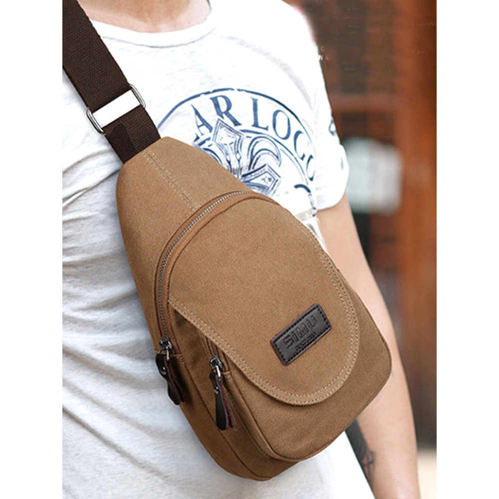 Bolsa de peito masculina de lona 2025 novo estilo Casual bolsa masculina ao ar livre mochila esportes ombro peito saco d