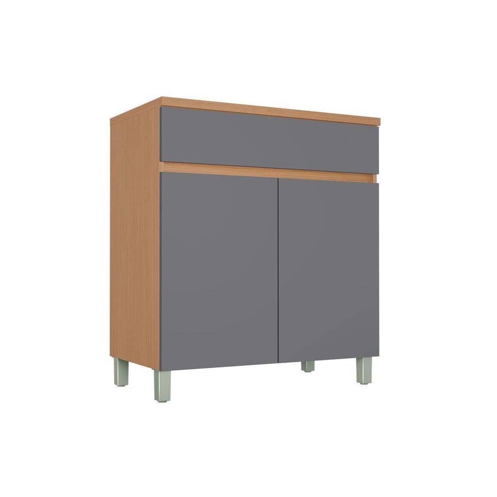 Balcão Cozinha Nesher Realeza c/2 Portas 1Gav 80cm Carvalho/Titânio