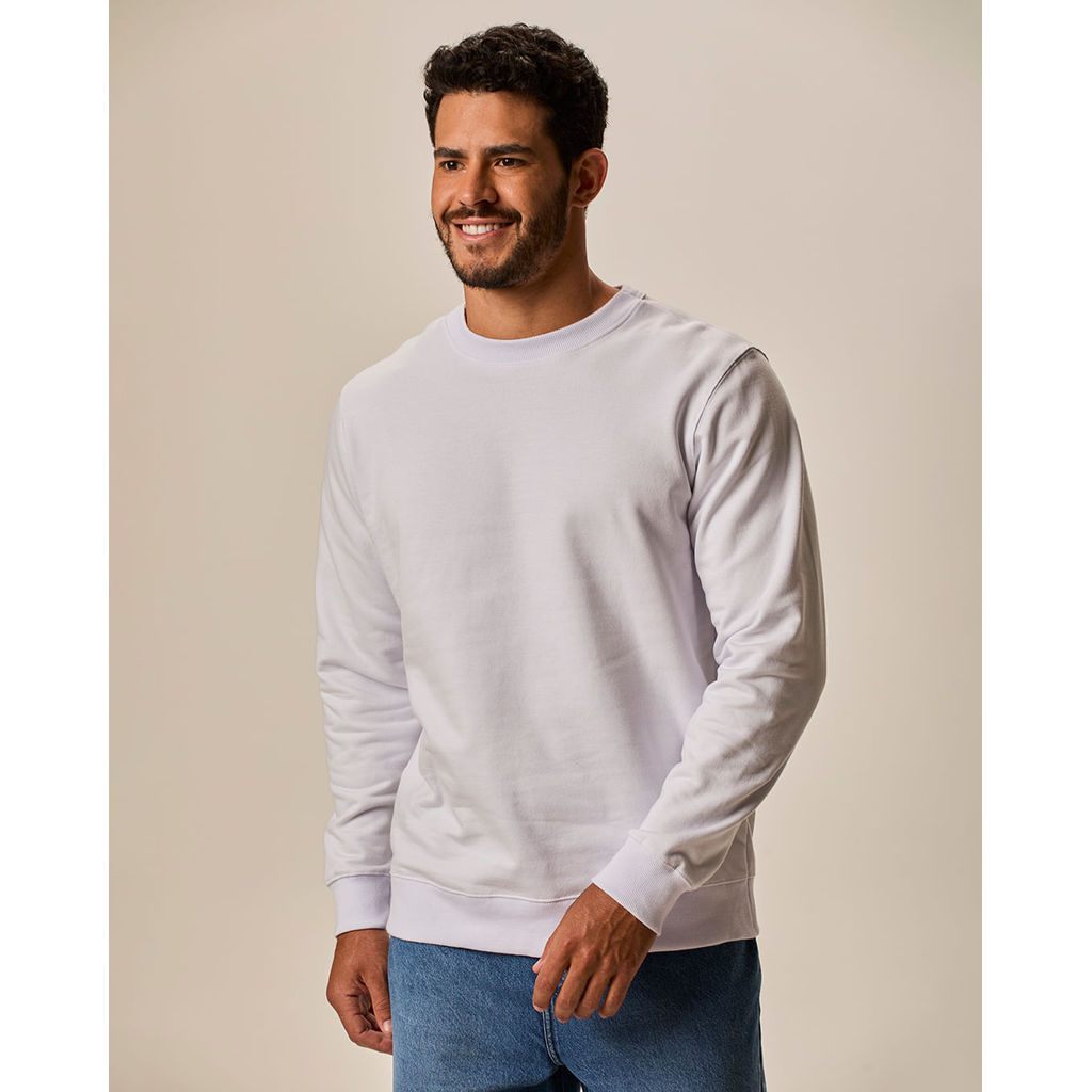 Blusão Básico Masculino Decote Redondo Em Moletom Flanelado