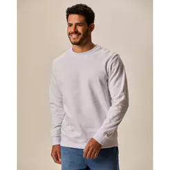Blusão Básico Masculino Decote Redondo Em Moletom Flanelado