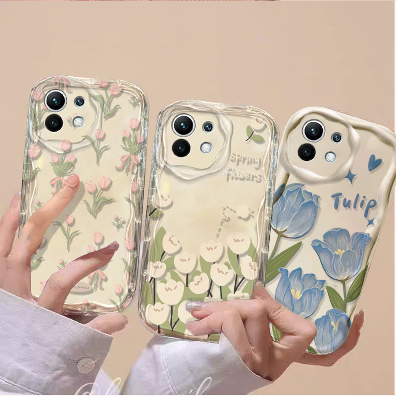 Capa Para Samsung Galaxy S26 Ultra S25 S24 Plus S26FE A17 A06 A07 A16 A56 M16 A36 A55 A15 Tulipa Flor De Silicone Macio