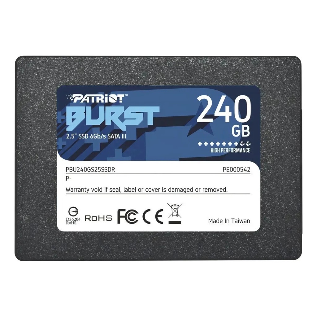 SSD 240GB Sata 3 Patriot Burst Original Preto Pronta Entrega Envio Rapido Caixa Lacrada Armazenamento PC Notebook