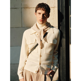 Giyomon Malhas Jaqueta Masculina All-Match Suéter Casual com Suéter Jaqueta Bege Primavera Outono Lapela Cardigan Suéter