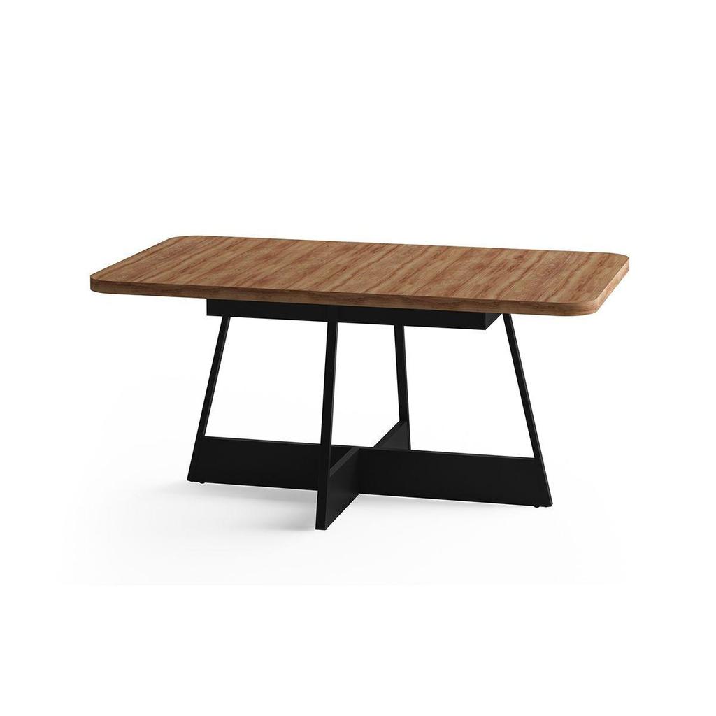 Mesa de Sala Jantar Átria Retangular 1592 Aço c/Tampo Madeirado 160x90cm Nogal/preto/preto - Carraro