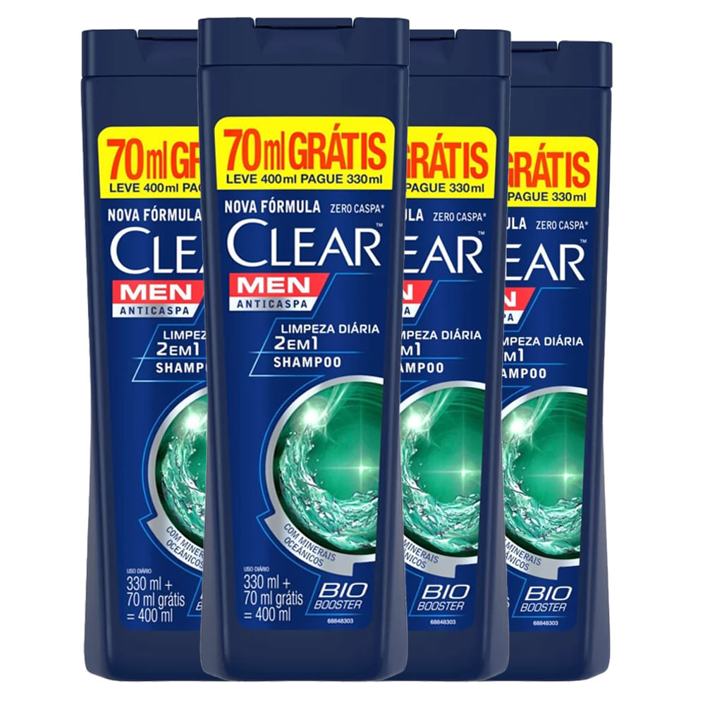 Kit Shampoo Clear Anti-Caspa Limpeza Diária 2 em 1