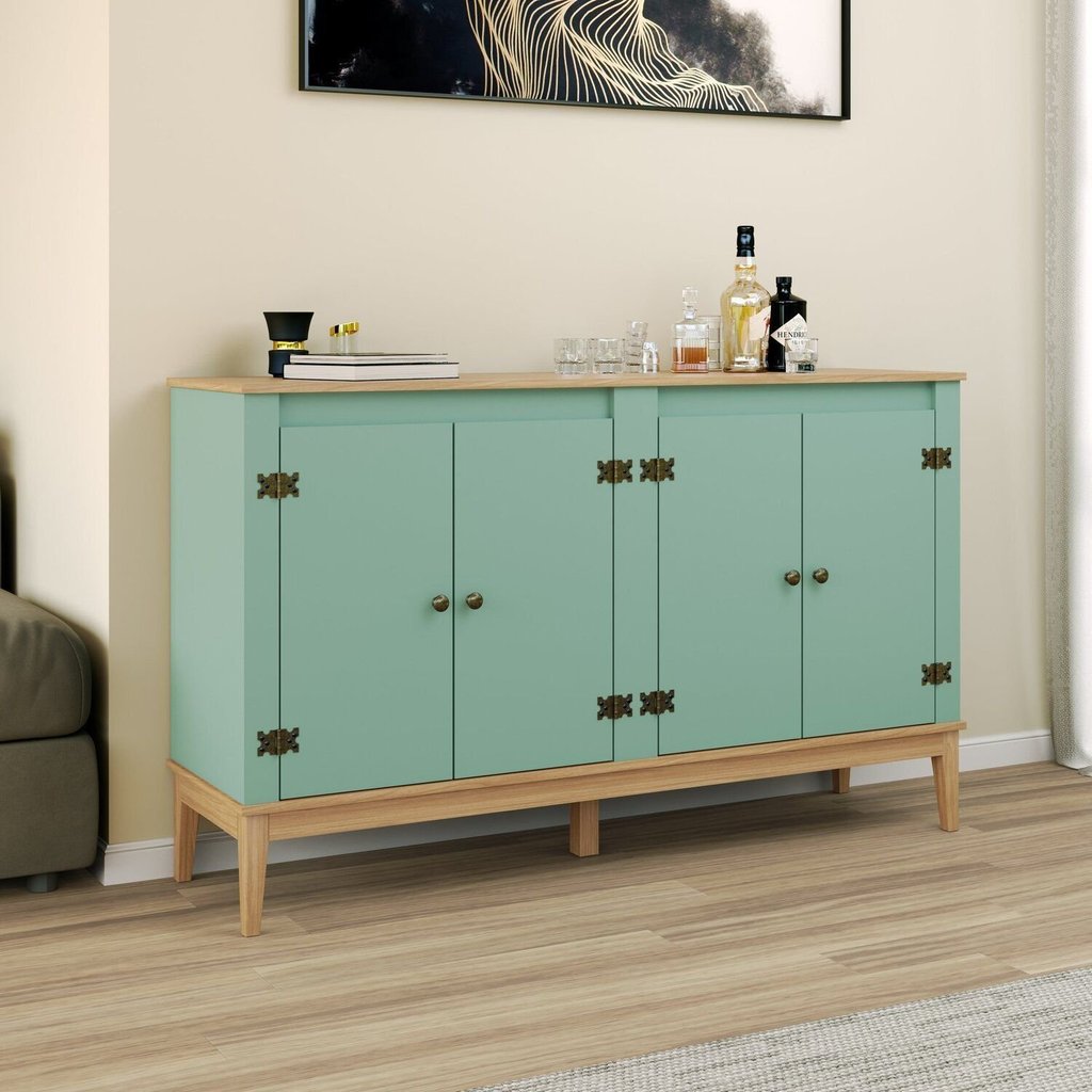 Aparador - Buffet Colonial 149x90x41 cm 4 Portas Verde/Mel/Oliva