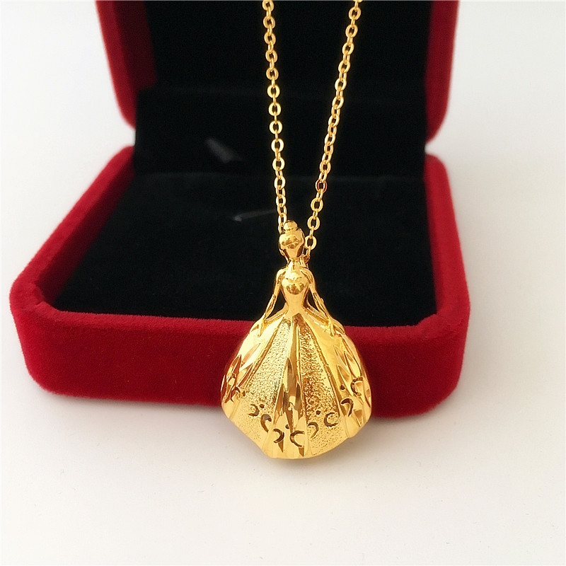2020 novo estilo imitação de areia ouro senhoras colar K banhado a ouro princesa menina pingente colar fino imitação moe