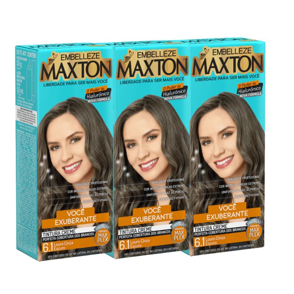 Kit 3 Maxton Loura Exuberante Louro Cinza Escuro 6.1