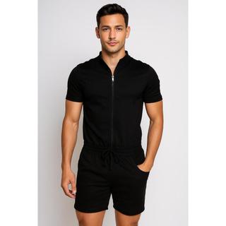 Macaquinho Masculino JotaVê Gola Padre de Zipper Preto Moda Masculina Verão