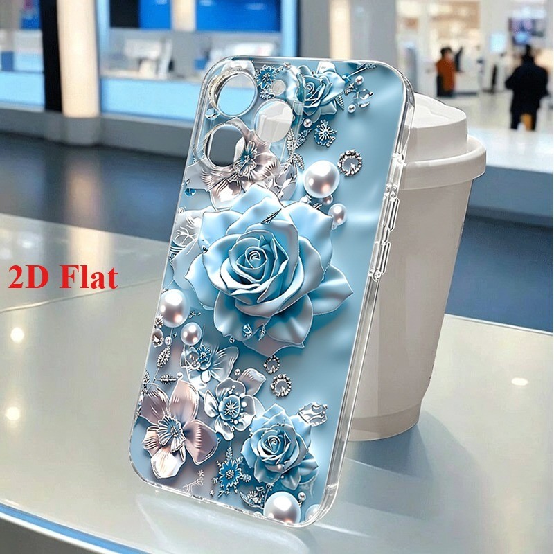 2D Borboleta Rosa Floral Pérola Impresso Caso Para Samsung A56 A17 A06 A16 A15 A55 A35 A54 A05 A34 A36 A14 A23 Capa