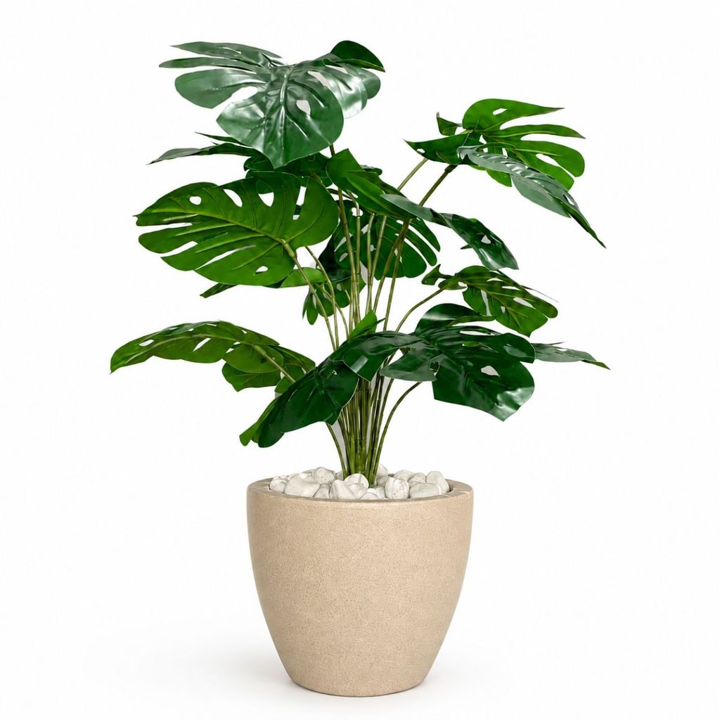 Planta Artificial Grande Costela De Adão Com Vaso Decorativo