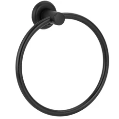 Porta Toalha Argola Mãos Rosto Metal Black Preto Banheiro Toalheiro Cabide