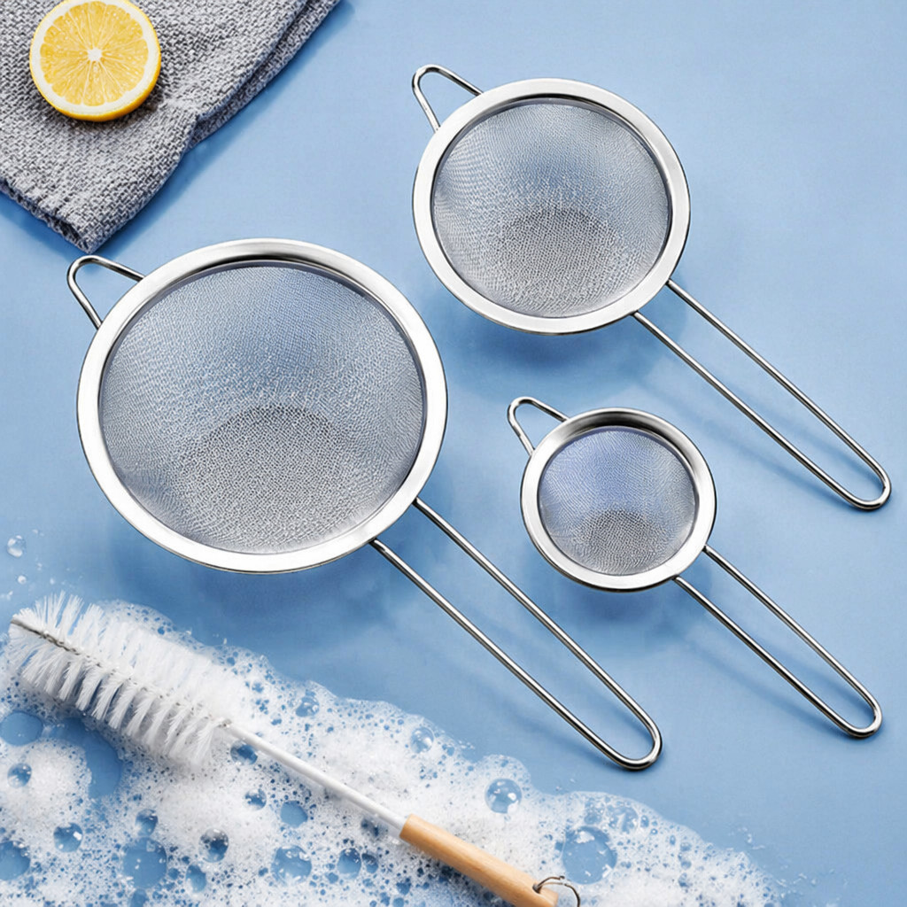 3 Pçs Peneira Coador Em Aço Inox Para Cozinha 3 Tamanhos P M G 8/10/12CM
