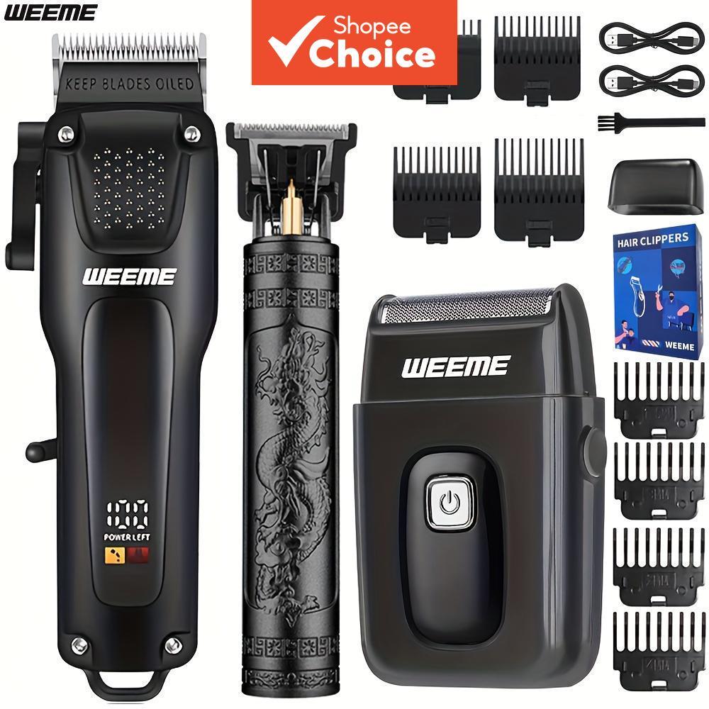 Conjunto De Máquina De Cortar Cabelo E Barbeador Elétrico Profissional Portátil Masculino-Aparador De Barba Recarregável