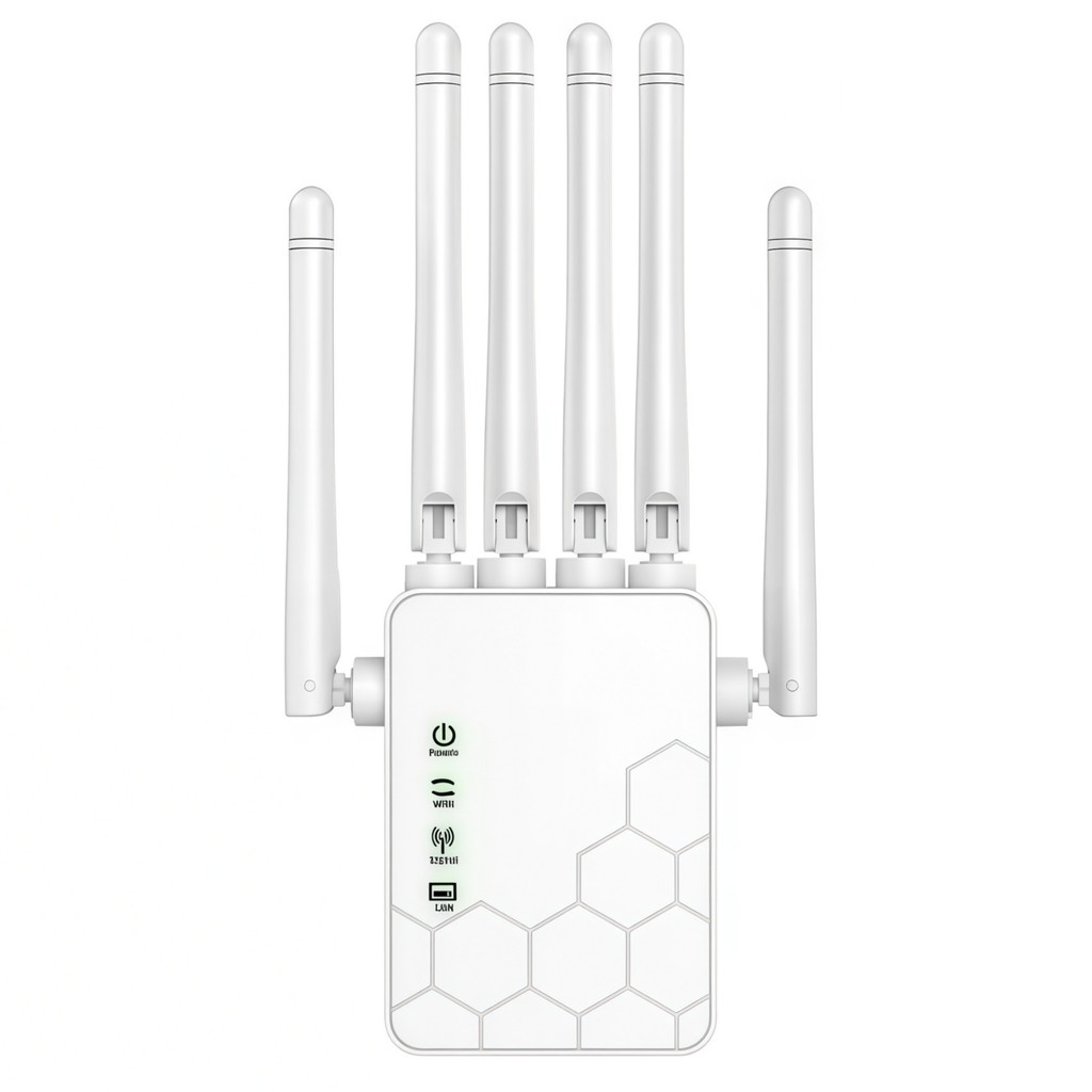 Repetidor WiFi Dual Band 1200Mbps 2.4G 5G com Antenas Externas e Porta de Rede