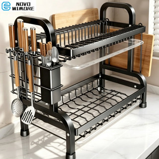 [HWC] Escorredor Kitchen Rack Aço Inoxidável Organizador Louça Preto Pia Kitchen Rack 53c…