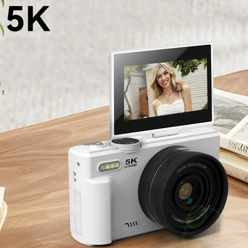 Em Estoque Câmera Digital Retrô 5K , Sem Espelho CMOS De Nível Básico Com Tela Flip , Câmeras Vlog De Viagem Portáteis ,