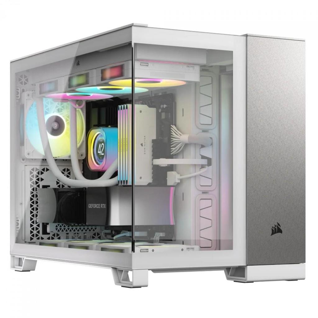 Gabinete Gamer Corsair 2500X, Mid Tower, Vidro Temperado, MATX, Branco/Alumínio, Sem Fans, CC-9011289-WW