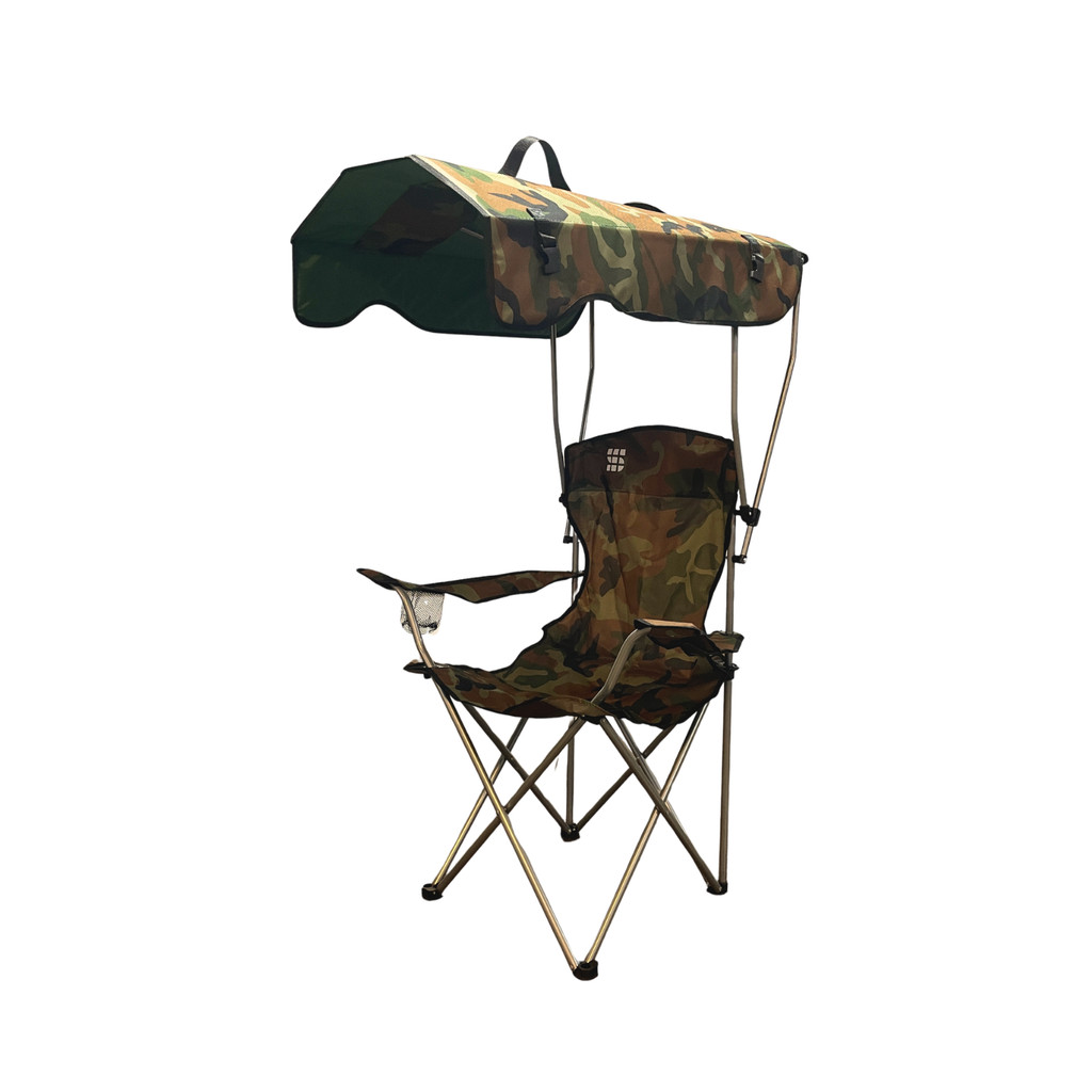 Cadeira Camping Portatil Dobravel Camuflada com teto toldo cobertura porta copos suporta até 150kg