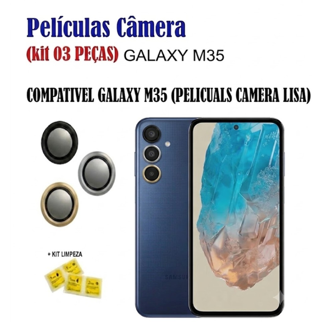 (KIT 03X) Pelicula Da Camera Protetora Lisa Compatível Samsung Galaxy M35