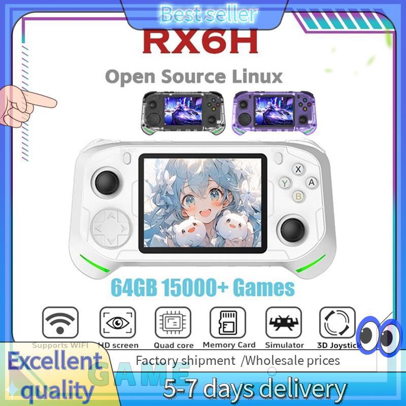 RX6H Retro Console De Videogame Portátil 3.5 Polegadas IPS Display 64GB 15000 + Tela De Jogos Linux Pocket Player Suport