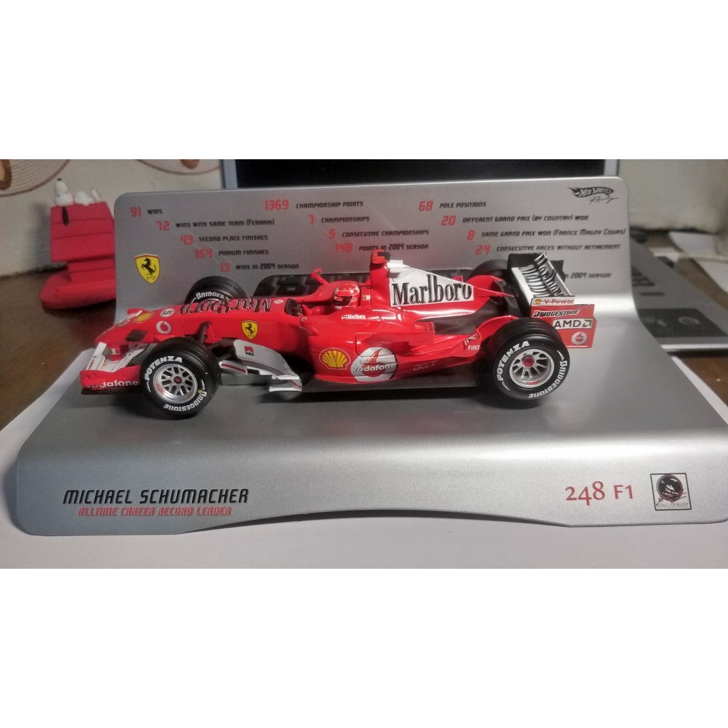 Hot Wheels Ferrari 1/24 Schumahe 248F1, 2006 Ferrari F1 Racing Car, o último ano do concu…