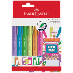 Caneta hidrográfica Fine Pen Neon FPB/ES6NEZF/357706 com 6 unidades Faber-Castell