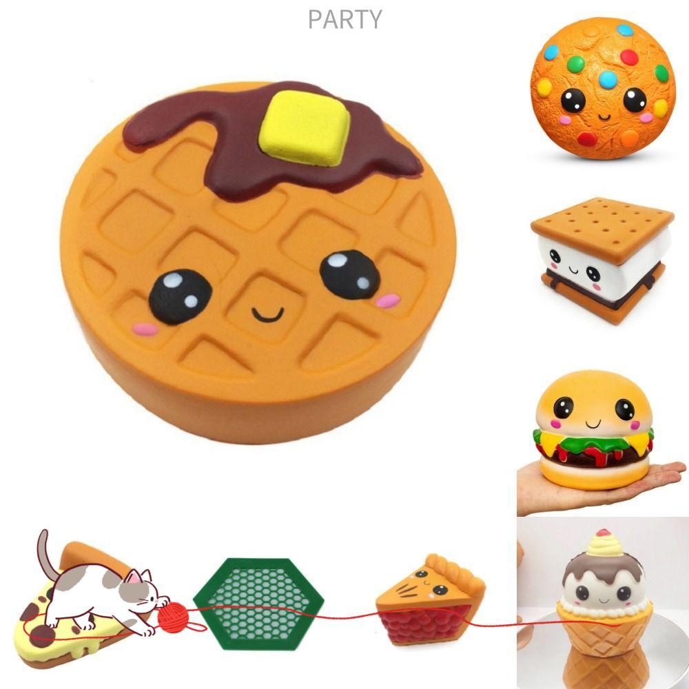 Brinquedo De Apertar Para Festa , Brinquedos PU De Expressão Jumbo , Alívio De Estresse De Pipoca De Waffle De Pizza De