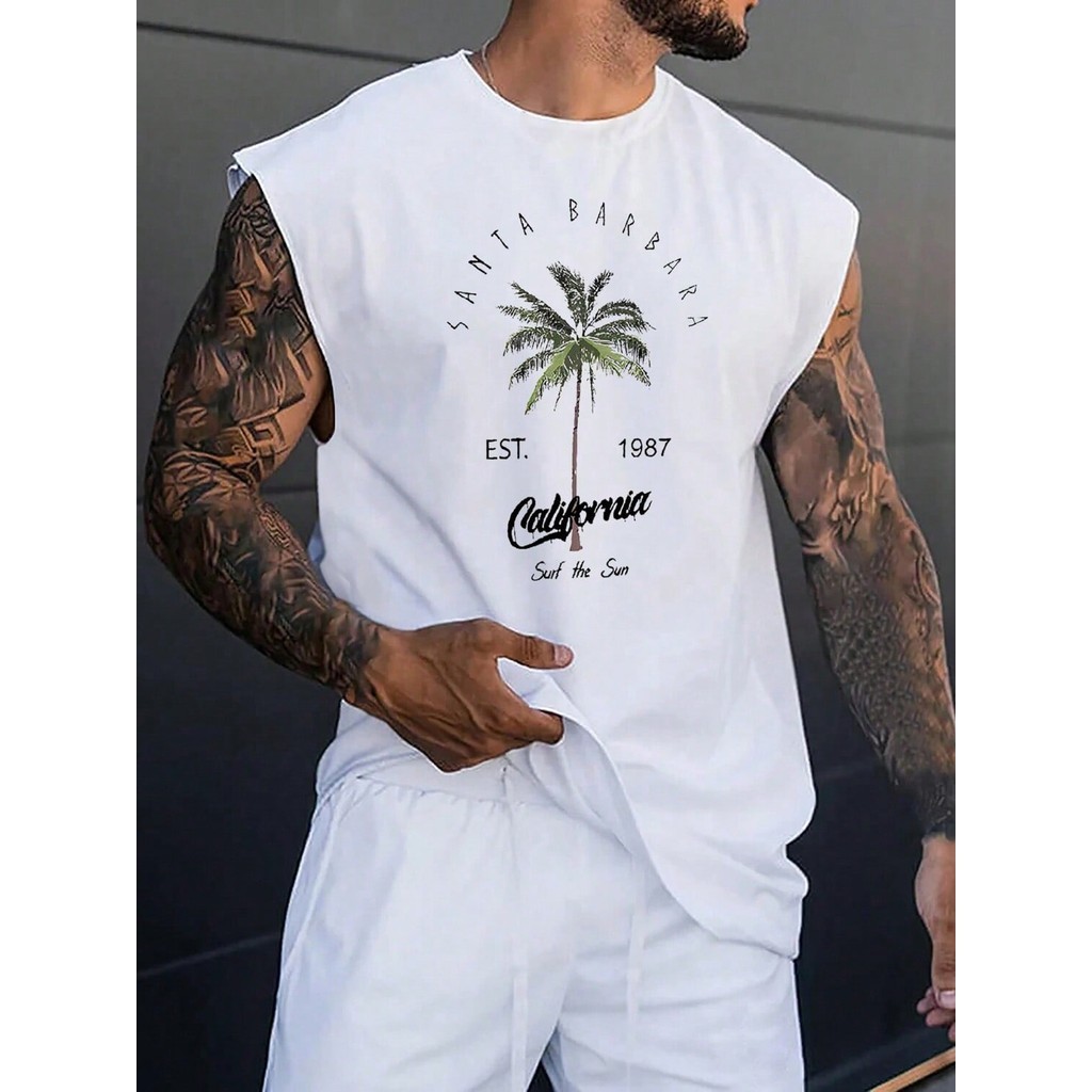 Regata Camiseta Oversized Streetwear California Santa Barbara Camisa Unissex Academia Treino Algodão Promoção Larga